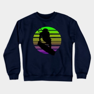 Kitesurfing Female Rider Silhouette Retro Sunset Crewneck Sweatshirt